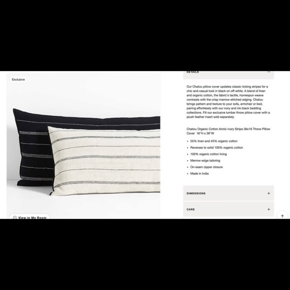 Crate&Barrel Arctic Ivory Pillow Cover - Picture 6 of 7